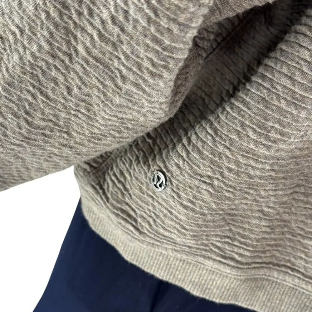 Lululemon Gray Sage Green Peaceful Moments Striped High Neck Pullover